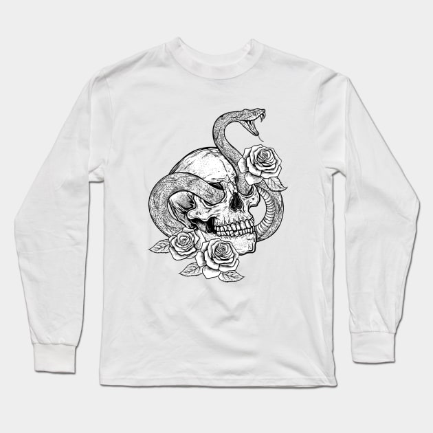 SNAKE SKULL Long Sleeve T-Shirt by 777sky